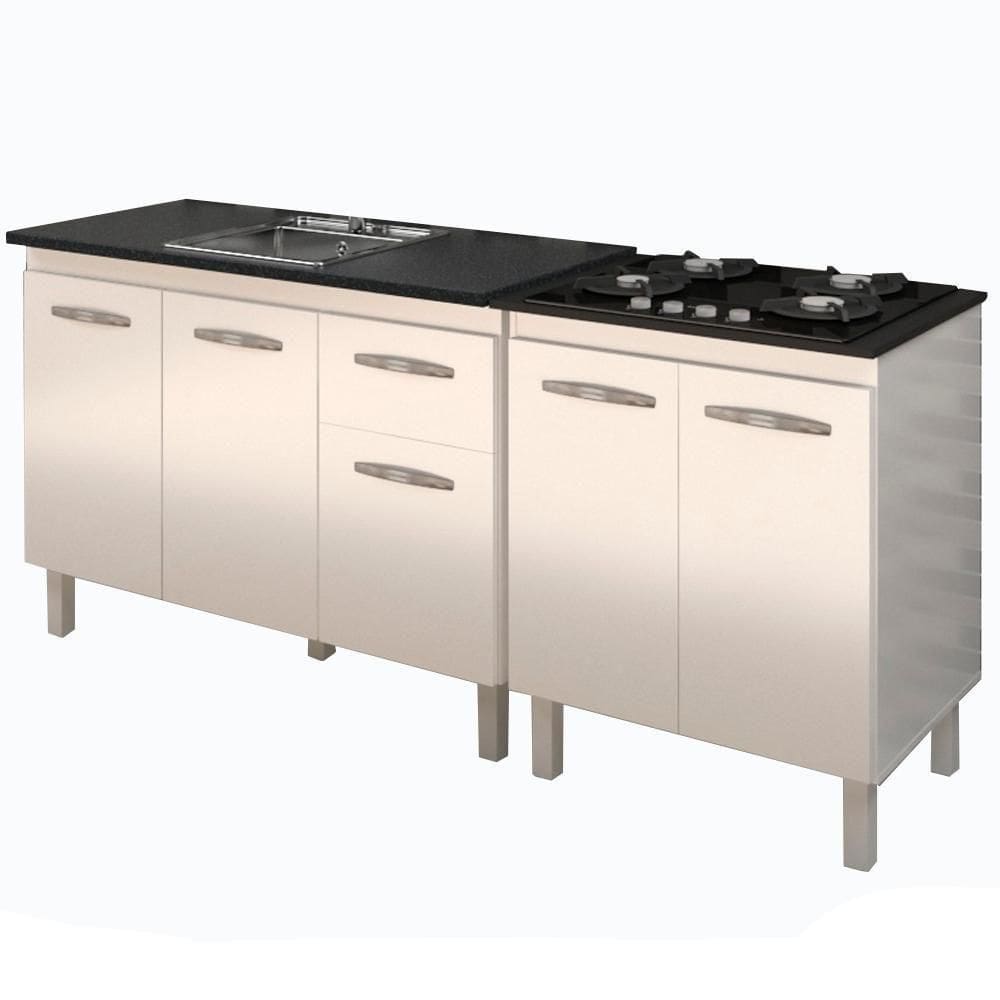 Balcao Pia 120cm E Cooktop 4 Bocas Mobbs Branco
