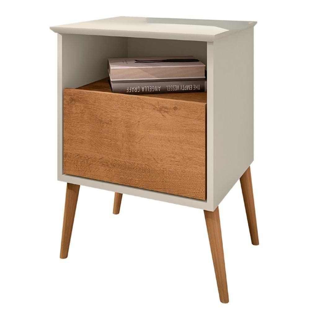 Mesa De Cabeceira 1 Gaveta 45 Cm Cancun Bechara Off White