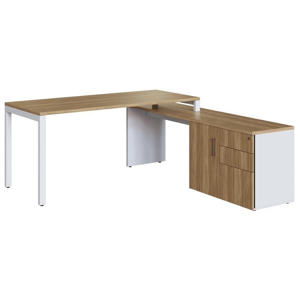 Mesa Escritório 180x160cm Artesano Nogal Sevilha Branca