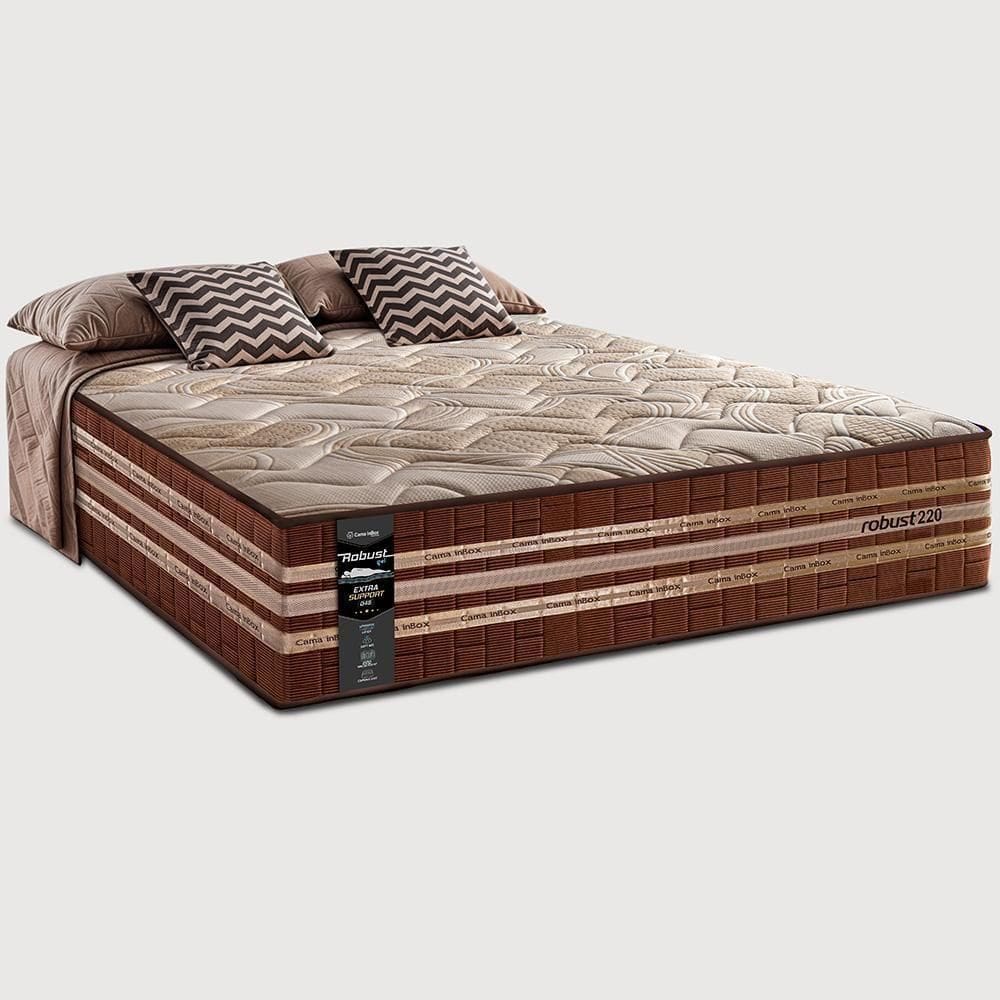 Colchão Casal Com Espuma Látex 138x188x38 Robust Gel 220 Caramelo Cama Inbox