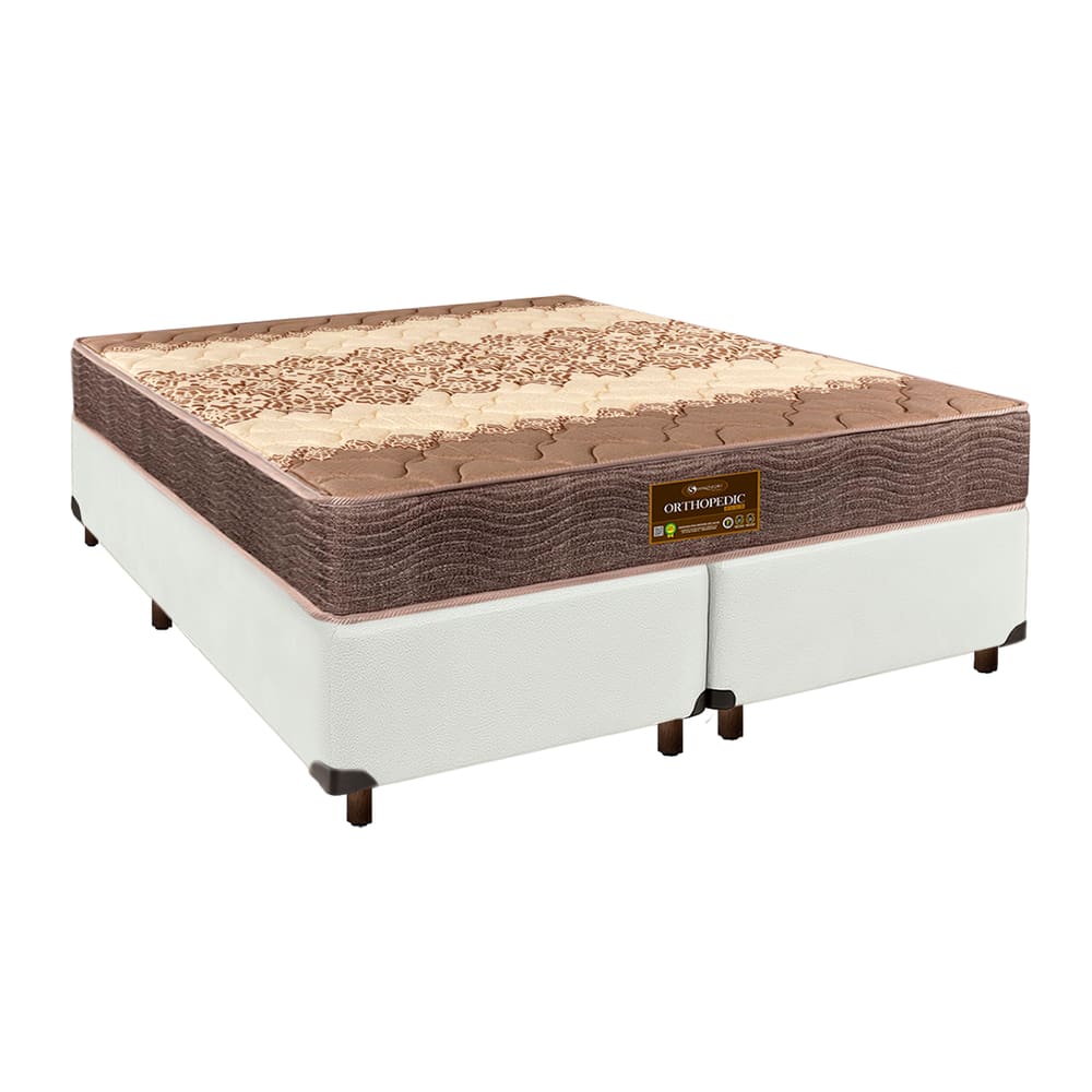 Colchão Queen D26 + Box Branco - Ortophedic Sankonfort