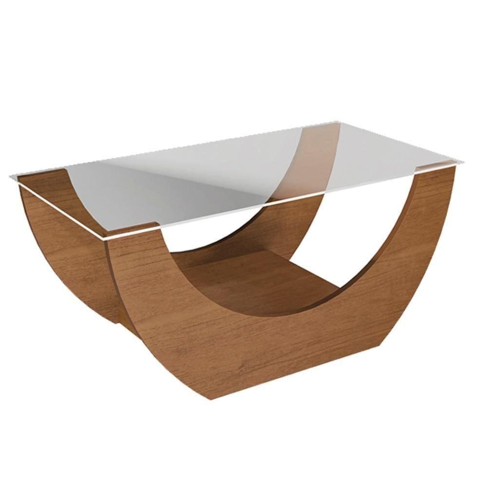 Mesa De Centro Curva Tampo Em Vidro 36 Cm 4616 Arly Cinamomo