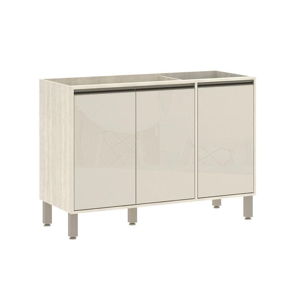 Balcão De Pia S/Tampo Cozinha 120cm 3 Portas Pátina Ff/Mocca