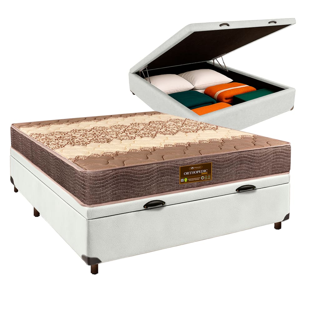 Colchão Casal D26 + Bau Branco - Ortophedic Sankonfort