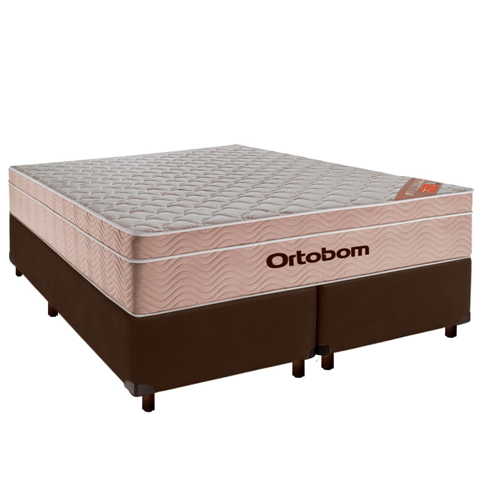 Cama Box Marrom Queen + Colchão Molas Ensacadas Airtech Ortobom