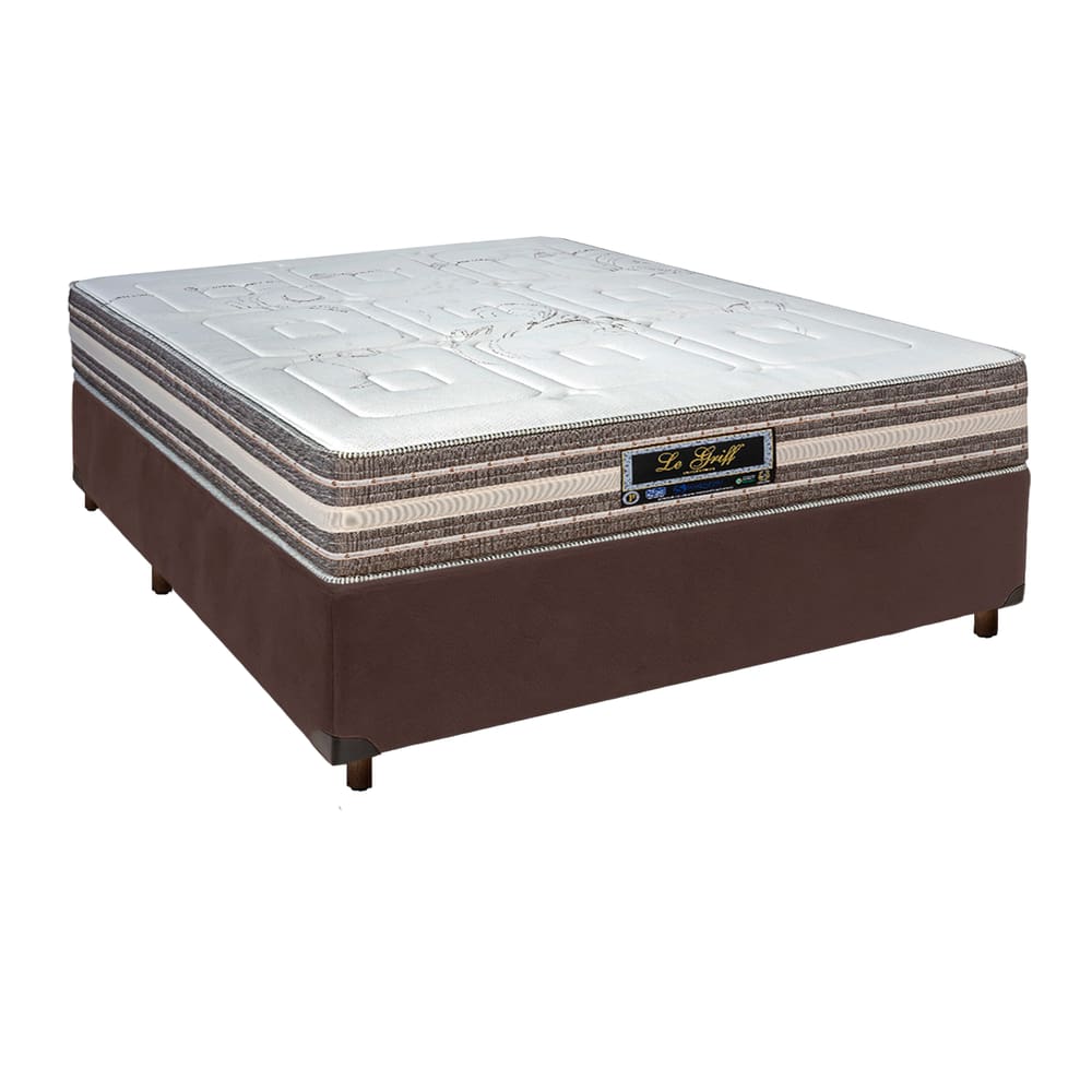 Cama Box Marrom Casal + Colchão Molas Ensacadas Legriff Sankonfort