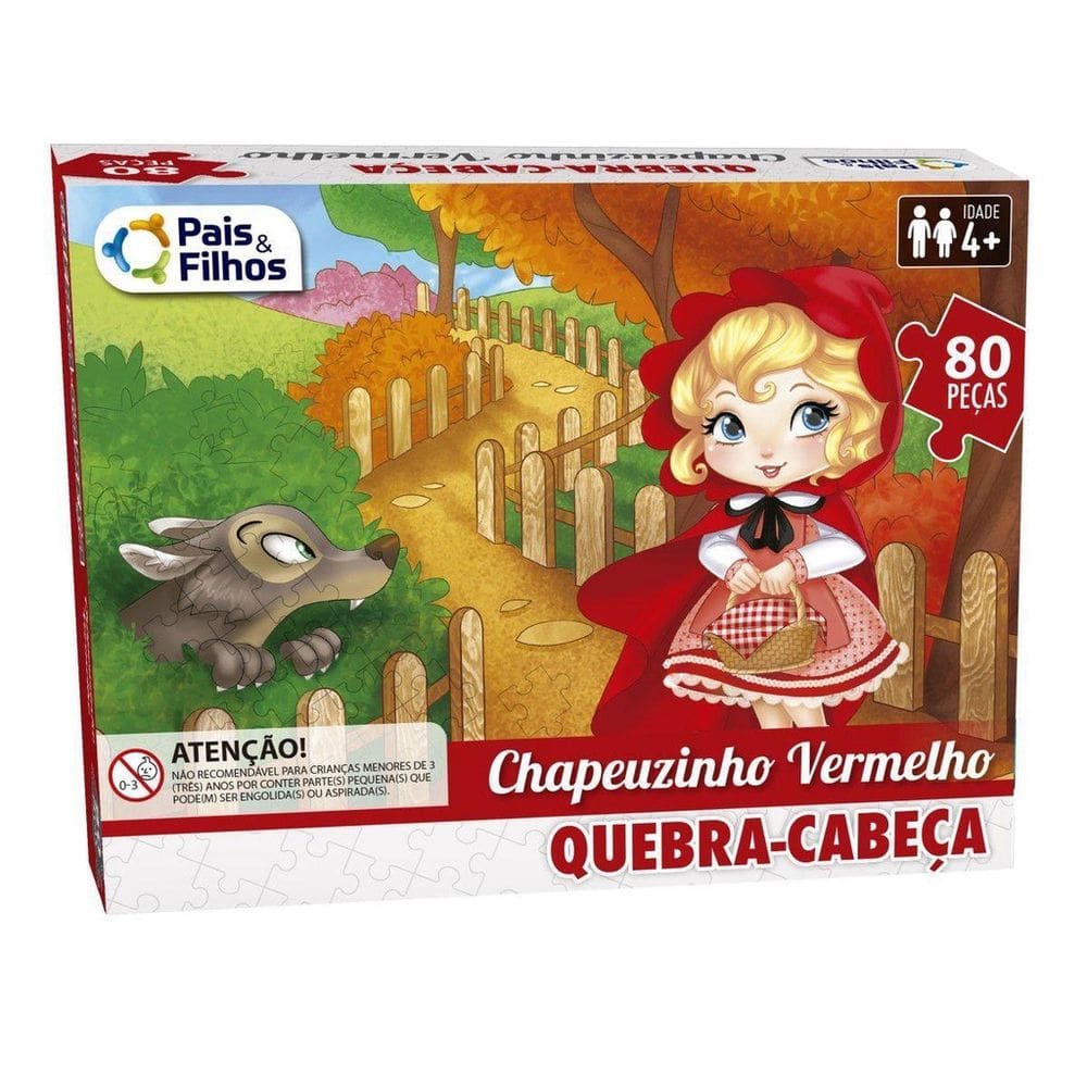 Quebra-Cabeça Chapeuzinho Vermelho 80 peças - Pais e Filhos