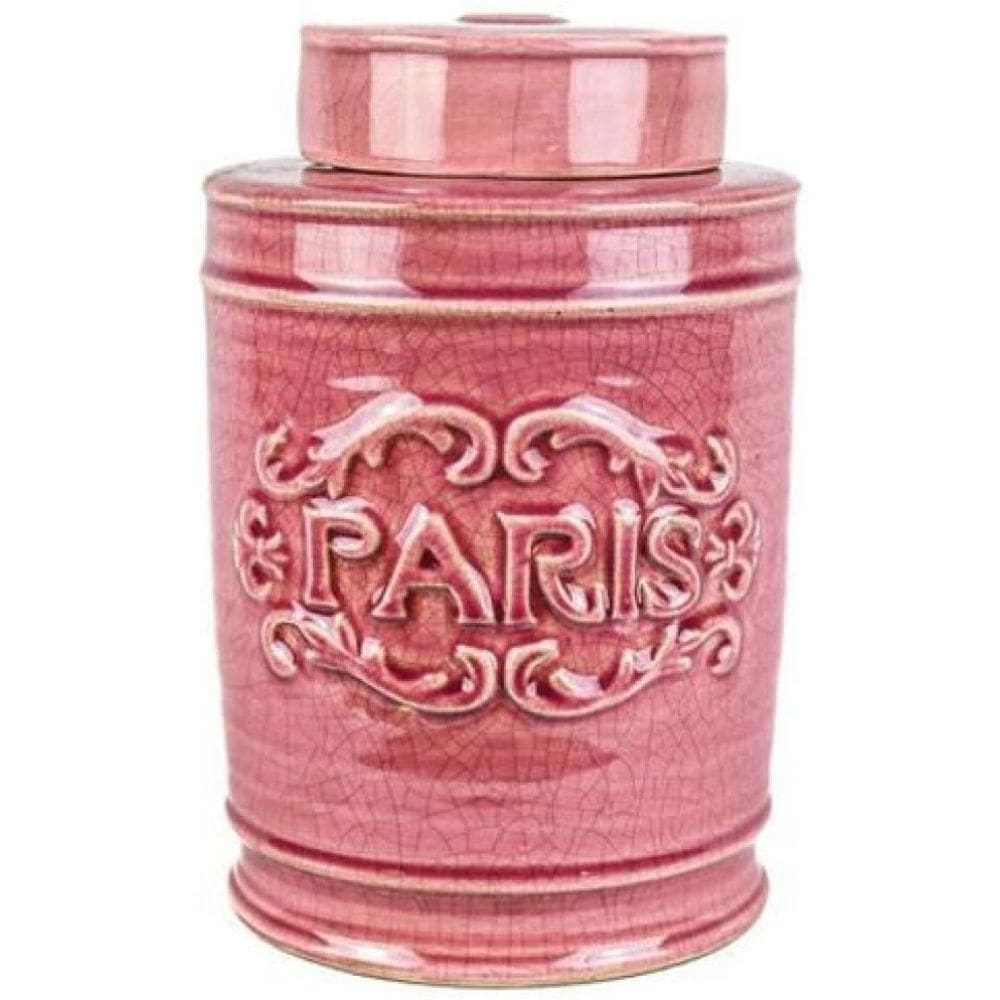Pote Decorativo Cerâmica Tampa Paris Vermelho Retrô 25 X 14