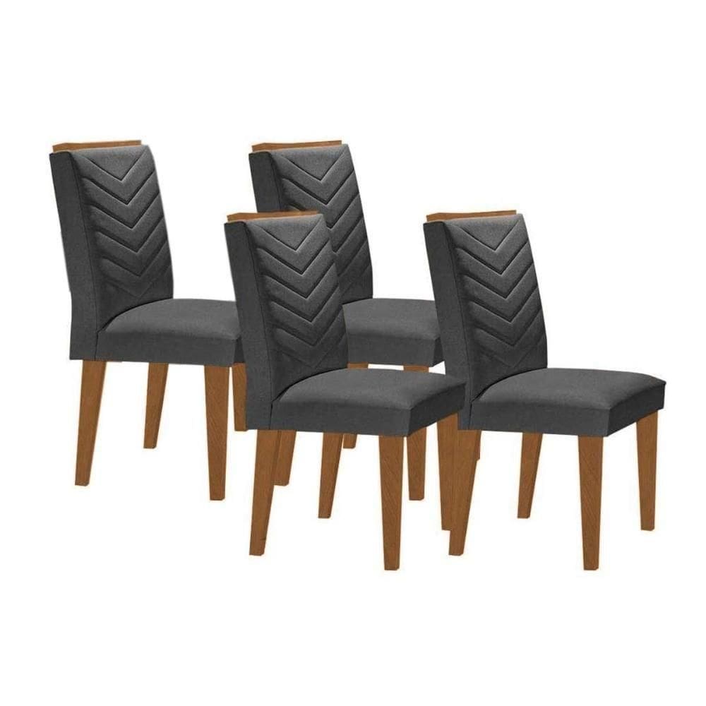 Cadeira De Cozinha Londrina Kit 4 Un Capuccino Linho Grafite Rufato