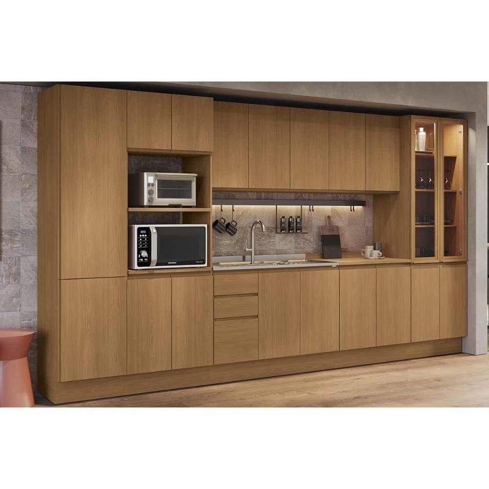 Kit Cozinha Modulada 8 Peças Ciela 2 Aéreos + 2 Balcões+3paneleiros + 1 Complemento C8p78 Canela