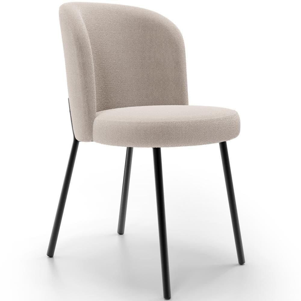 Cadeira Para Sala De Jantar Estofada Gavi L02 Bouclê Creme