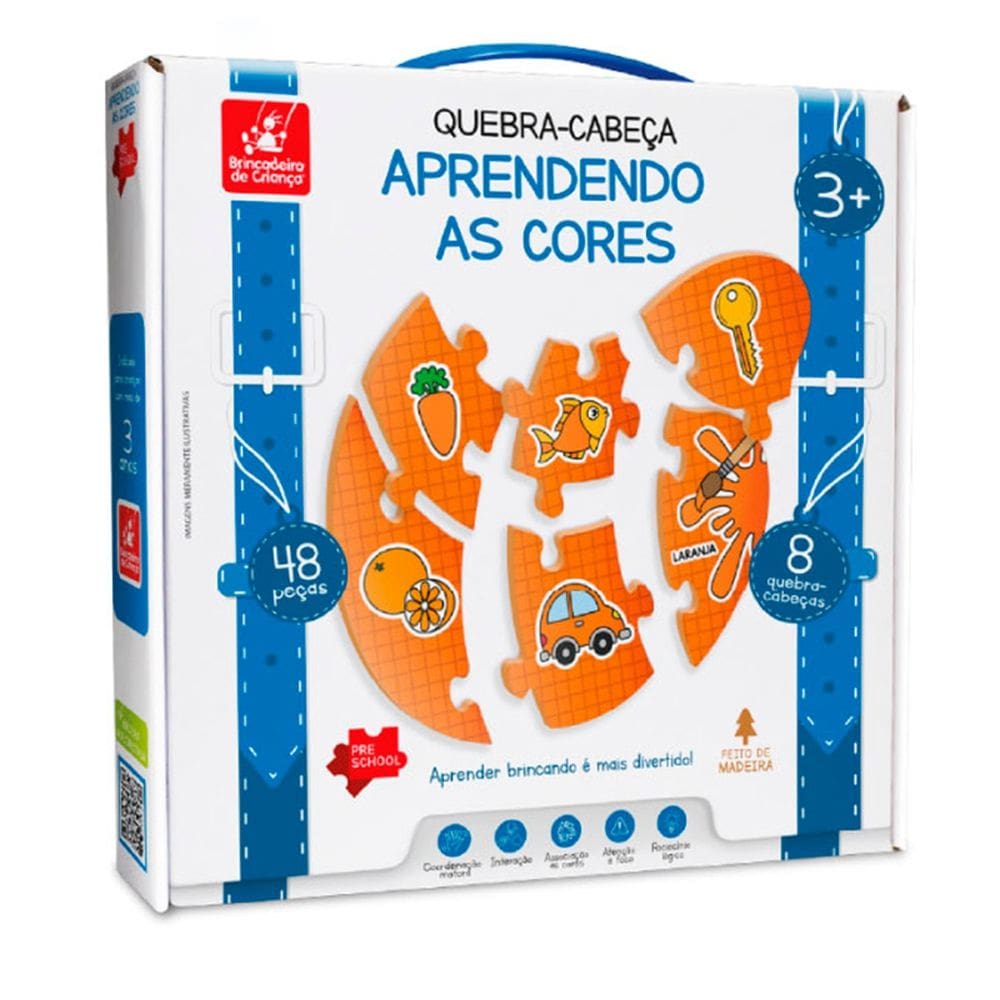 Quebra-cabeça Aprendendo as Cores 48 Peças - Brincadeira de Criança
