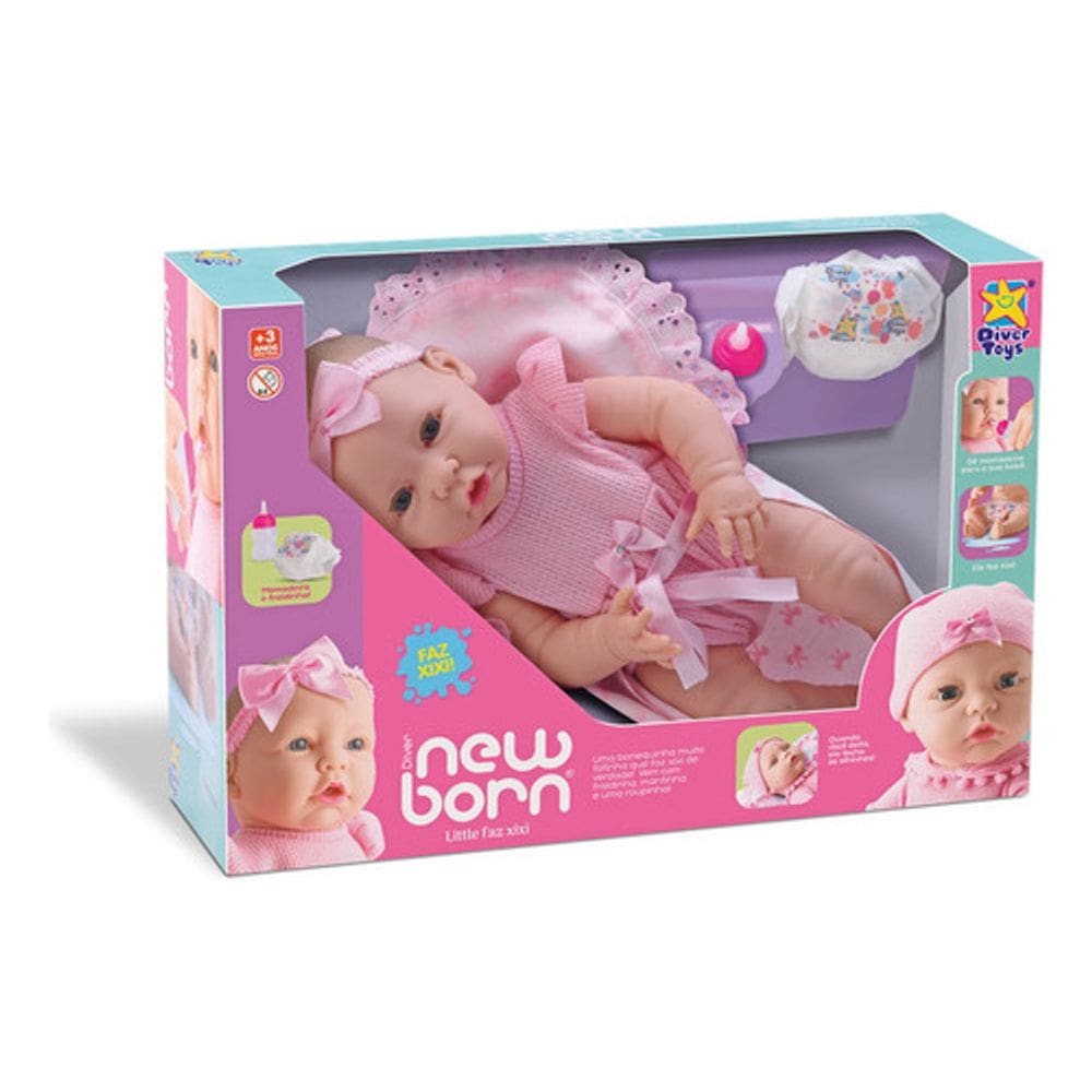 Boneca Diver New Born - Little faz xixi - Divertoys
