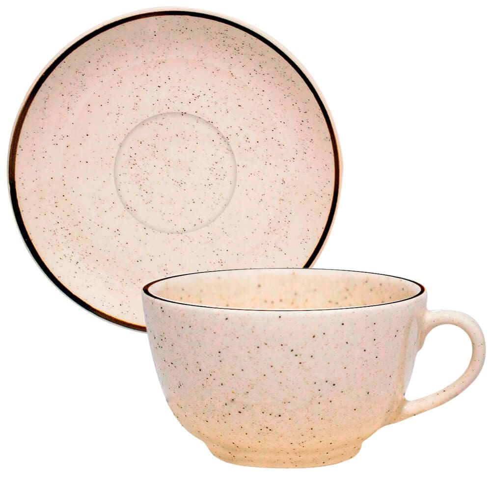 Jogo de Xícara de Porcelana com Pires para Café e Chá Oxford Brisa 2 peças