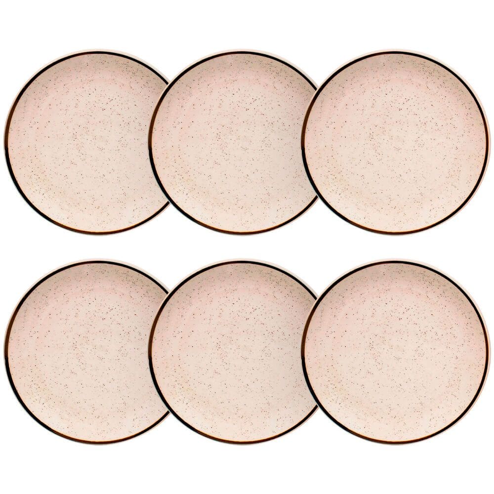 Jogo de Pratos de Porcelana Sobremesa Brisa 18,5cm 6 peças - Oxford