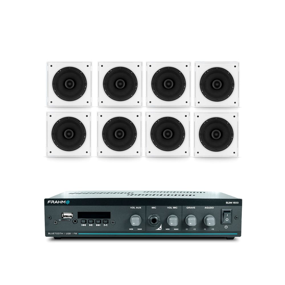 Kit Slim 1800 G5 + 8 Arandelas 6FR Quadradas 40W Frahm