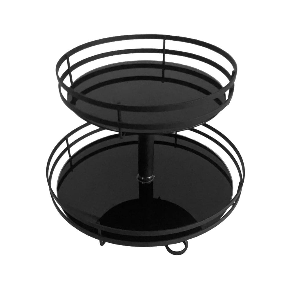 Fruteira Dupla Piatina Redonda Com Vidro Black Giosul