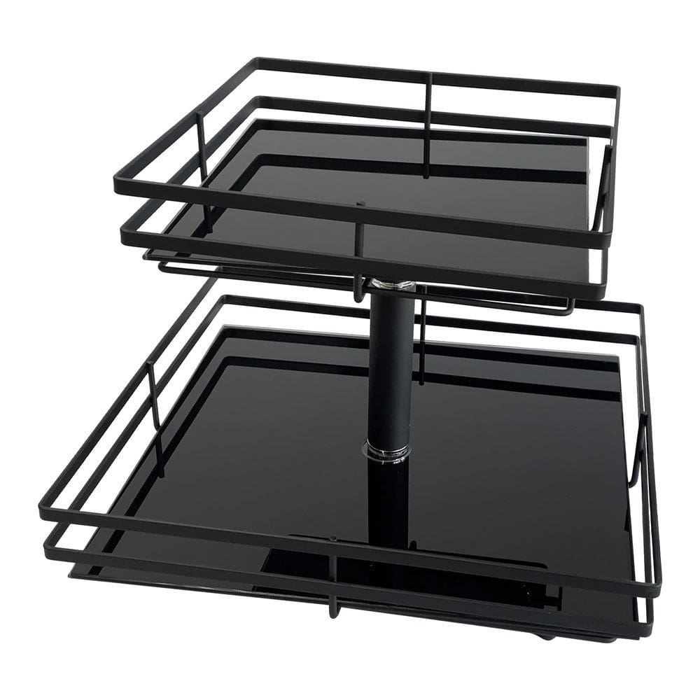 Fruteira Dupla Piatina Quadrada Com Vidro Black Giosul