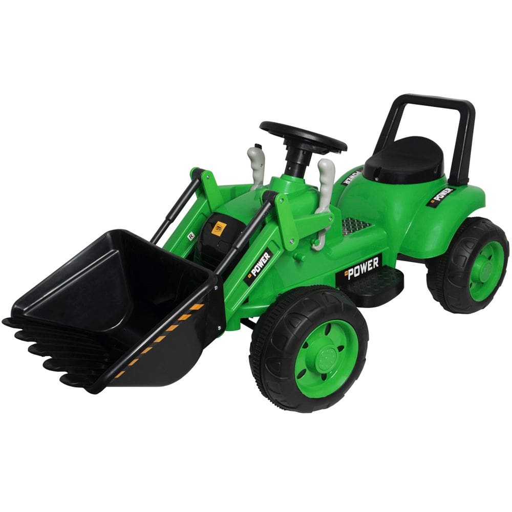 Mini Carro Trator Escavadeira Elétrico 6V Infantil Criança Bateria Verde Brinqway BW-081VD Bivolt