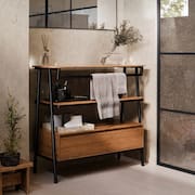 Armário Multiuso Gabinete Banheiro Industrial 1 Gaveta Thor Cedro com Preto - Rede Móveis