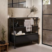 Armário Multiuso Gabinete Banheiro Industrial 1 Gaveta Thor Preto com Preto - Rede Móveis