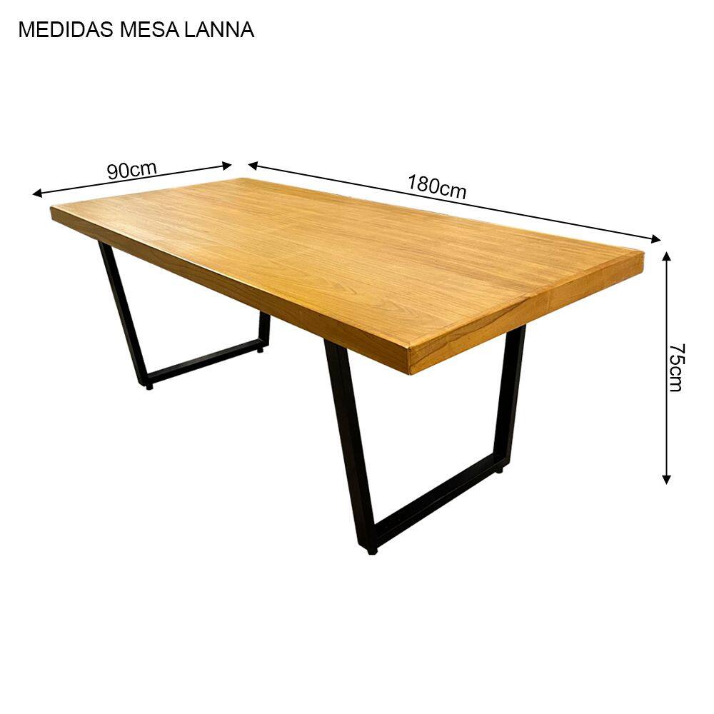 Conjunto Mesa Industrial Lanna 1,80m Ferragem Preta com Banco Industrial Lanna