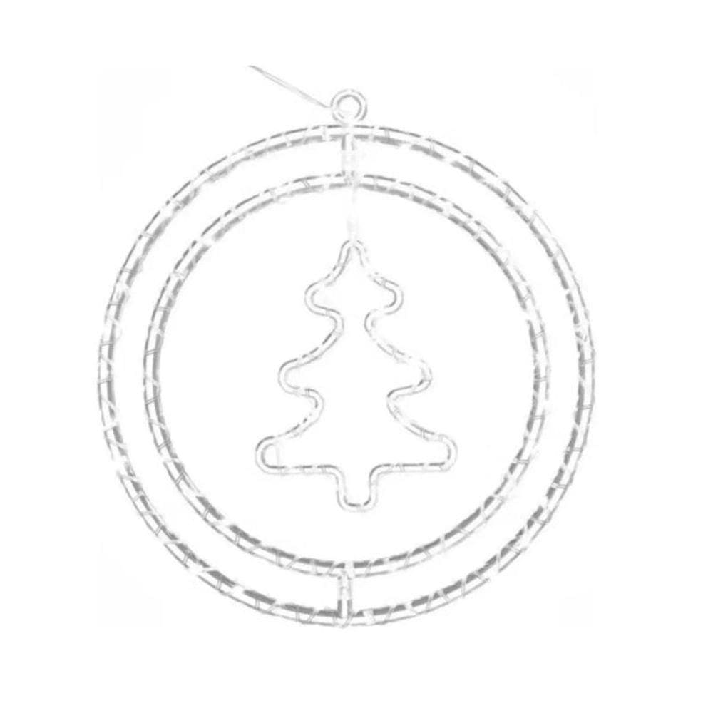 Argola Dupla Com Figura árvore 80 Leds Branco - Global