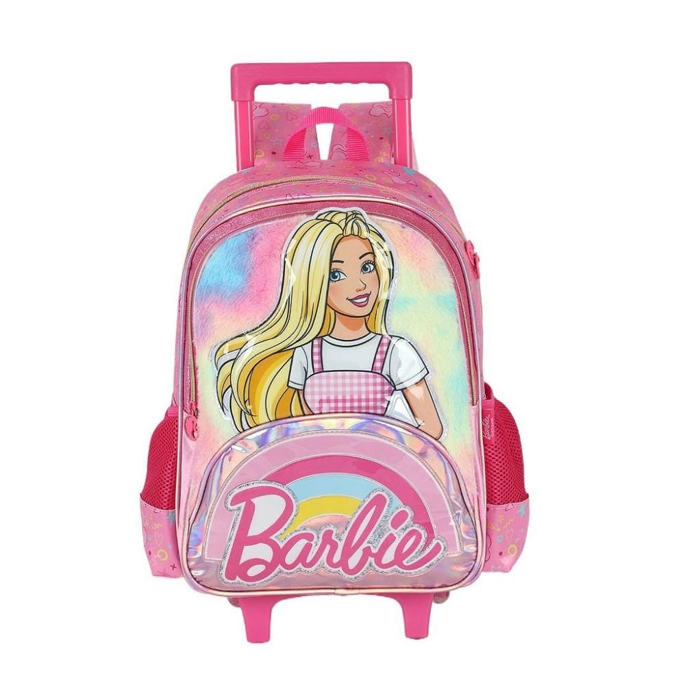 Mochila de Rodinhas Luxcel Com Alça Barbie Cute Rosa