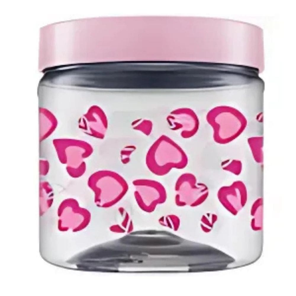 Pote Coracao 1 Litro - Coracoes ROSA Pote Pet 1000ml Coração Rosa - PANAMI