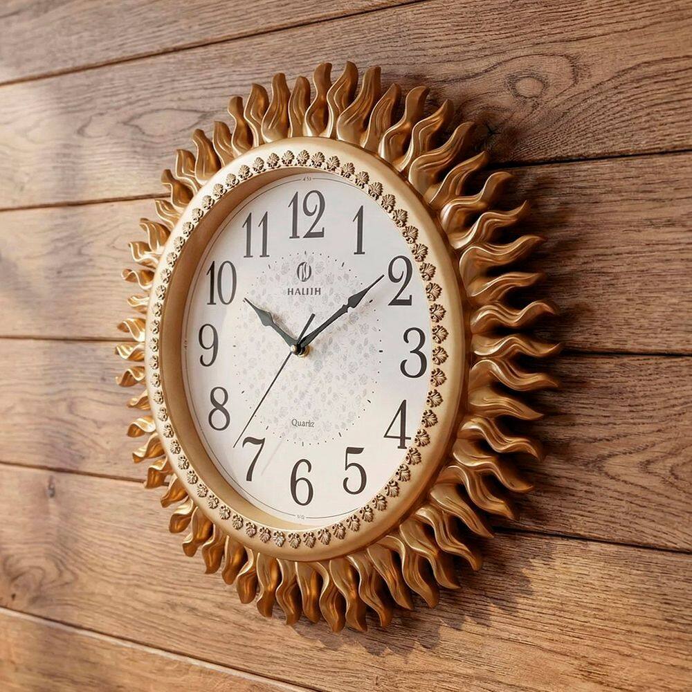 Relógio Parede Místico Solar Dourado Oriental Rustico 45cm