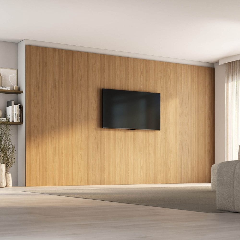 Painel para Tv até 86 Polegadas 400x250cm Liso Aruá Cabecasa Madeiraoriginals Jatoba