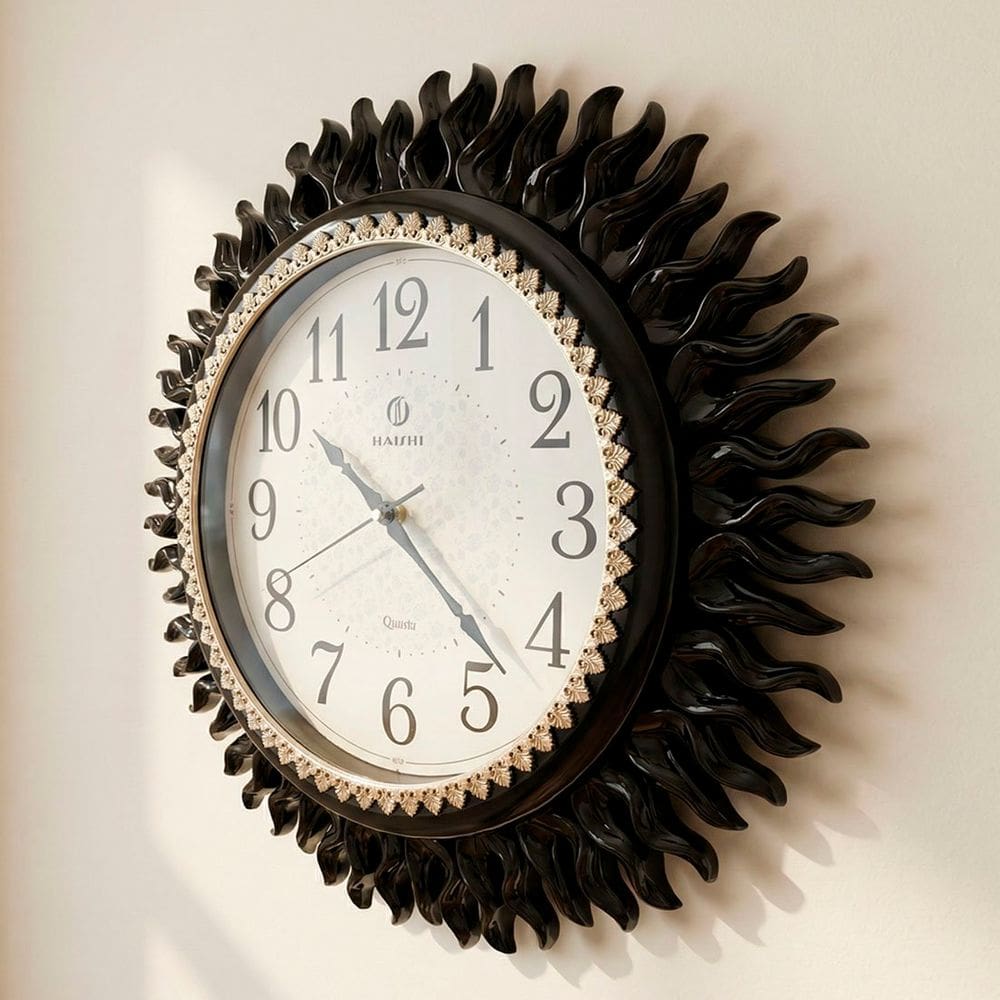 Relógio De Parede Místico Solar Preto Oriental Rustico 45cm