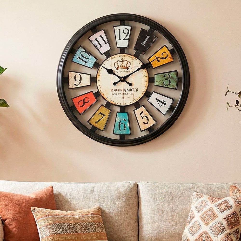 Relógio De Parede Preto Vazado Decoração Vintage Retrô 35cm