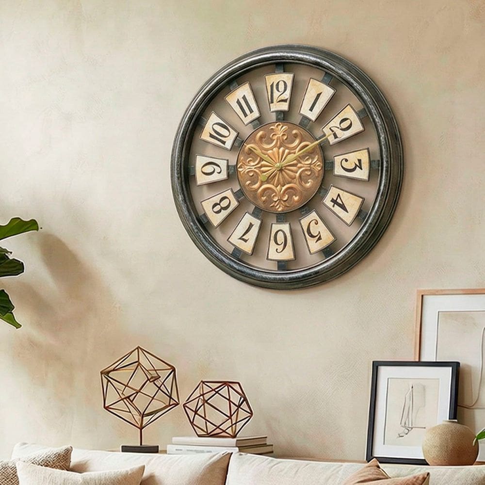 Relógio De Parede Vazado Elegante Envelhecido Rustico 35cm