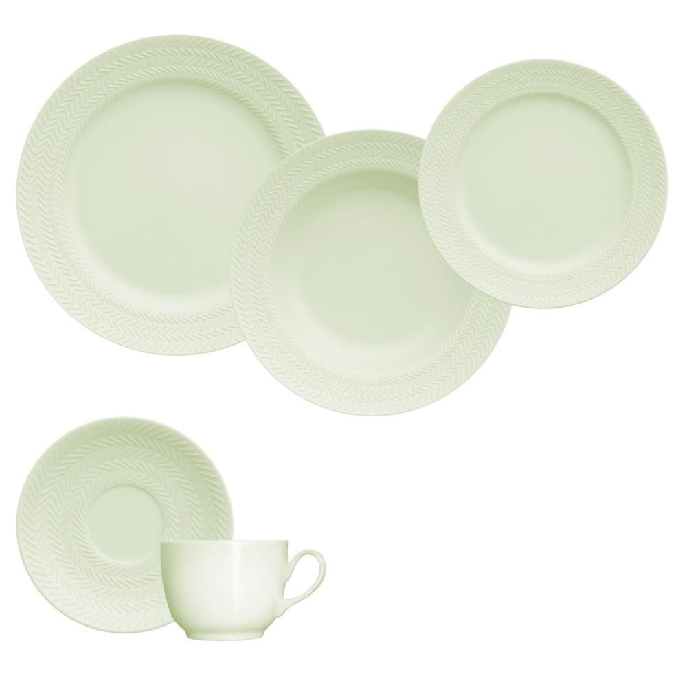 Jogo Jantar Chá 20 Peças Verde Chevron Germer Porcelanas