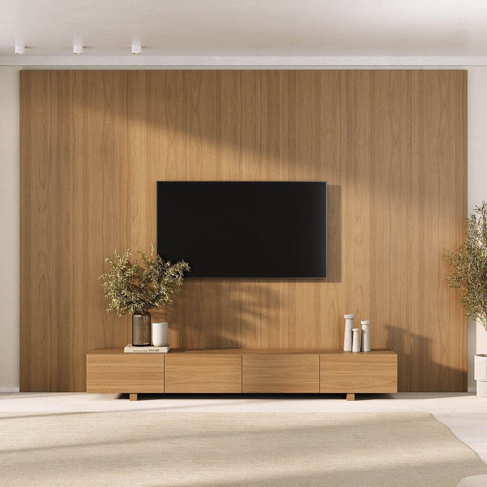 Rack com Painel para Tv até 86 Polegadas Liso 320x250cm Aruá Cabecasa Madeiraoriginals Jatoba