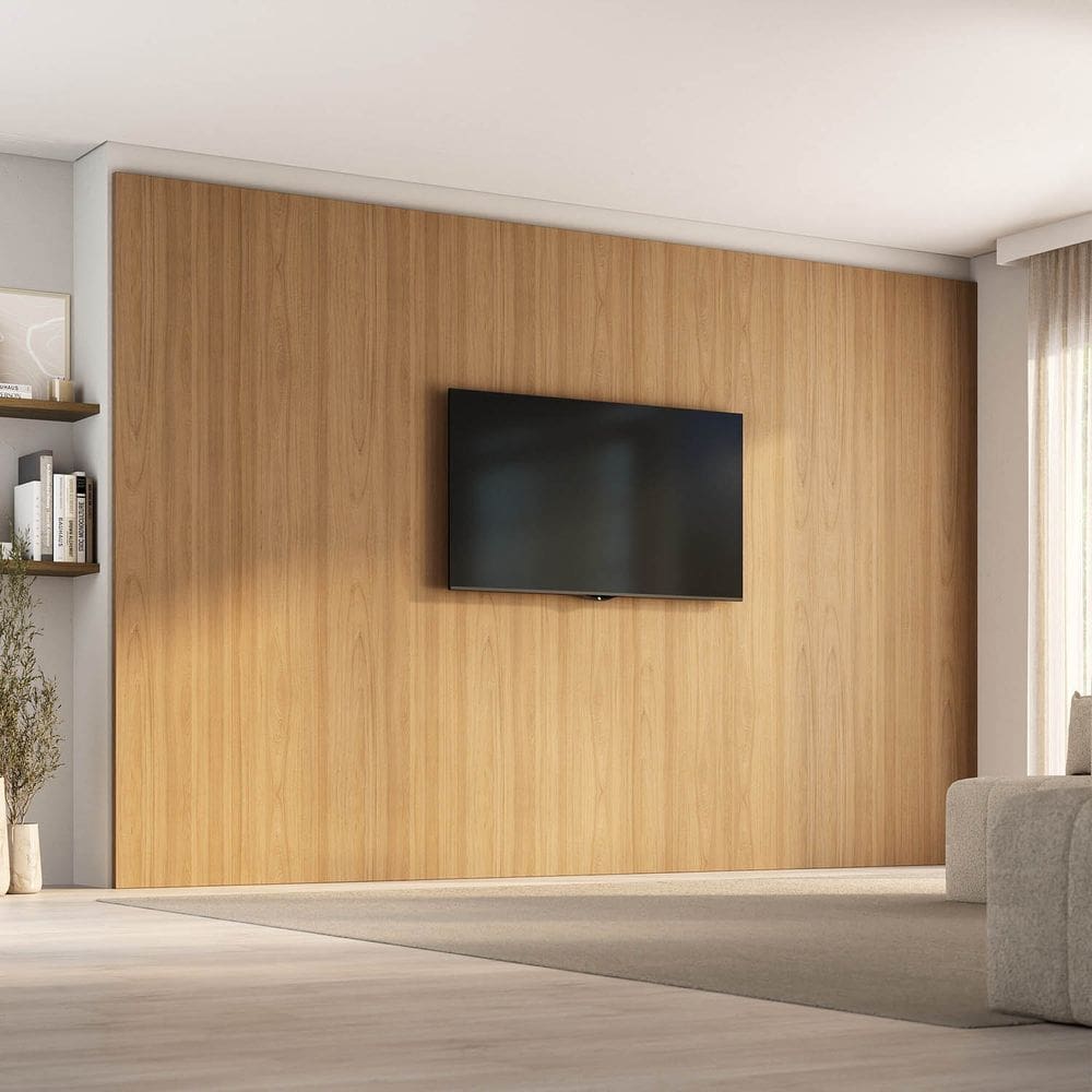 Painel para Tv até 86 Polegadas 360x250cm Liso Aruá Cabecasa Madeiraoriginals Jatoba