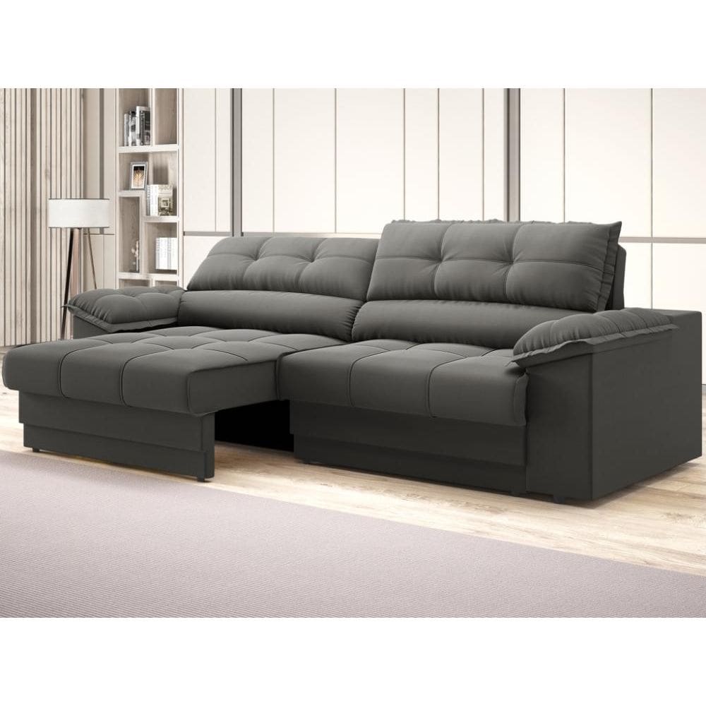 Sofá com Carregador USB e Molas no Assento Retrátil Reclinável Mimo 2,30m Velosuede - NETSOFAS