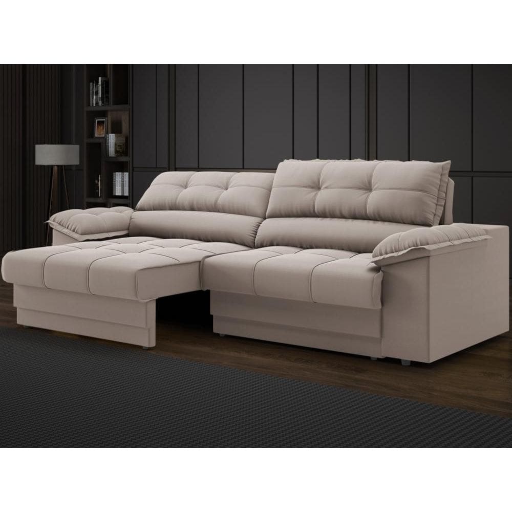 Sofá com Carregador USB e Molas no Assento Retrátil Reclinável Mimo 2,50m Velosuede - NETSOFAS