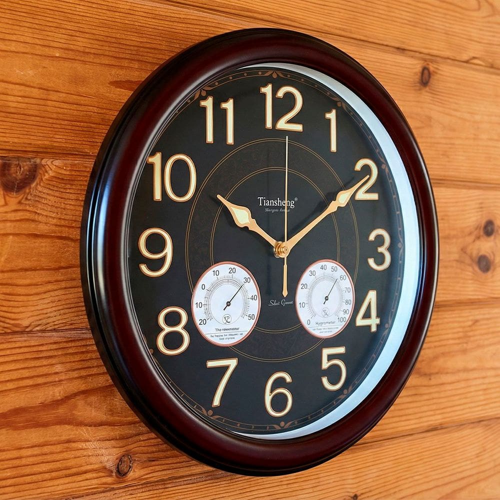 Relógio De Parede Decorativo Com Higrômetro Termômetro 46cm