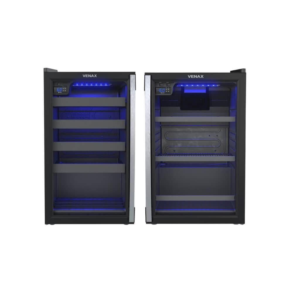 Conjunto Cervejeira Venax Blue Light 102 Litros + Adega Piubella 24 Garrafas Porta Invertida Preto - 220V