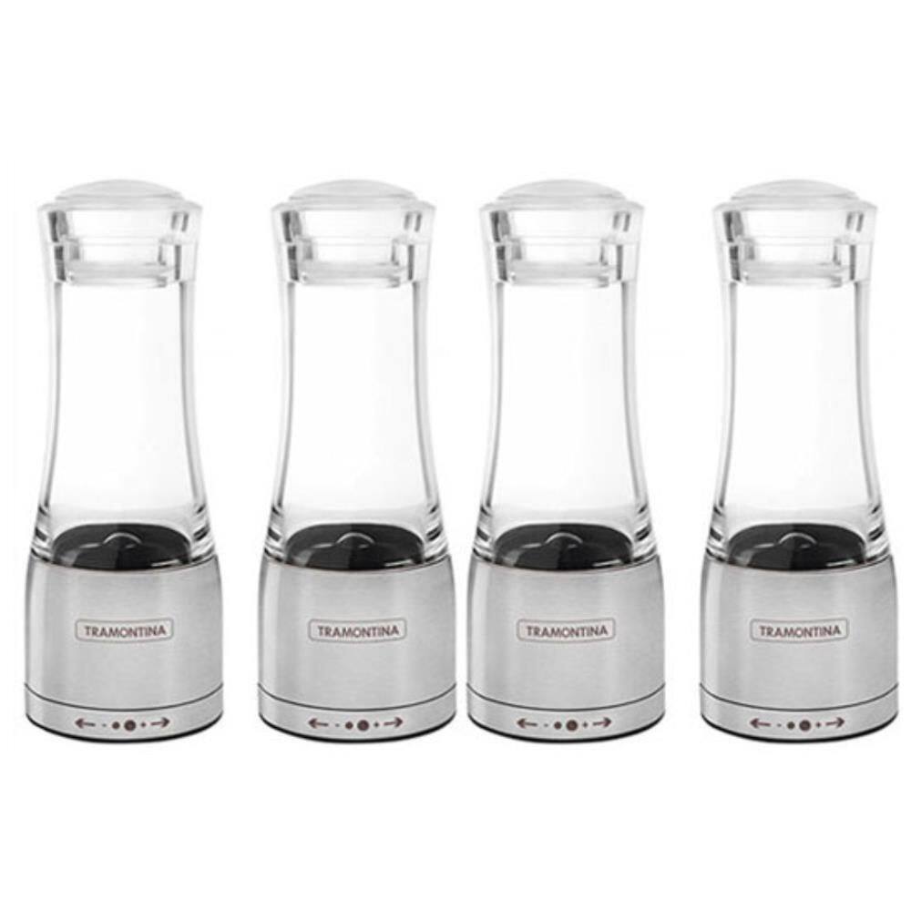 Moedor Aço Inox Acrílico Tramontina para Sal e Pimenta 4 Unidades 61653000X4