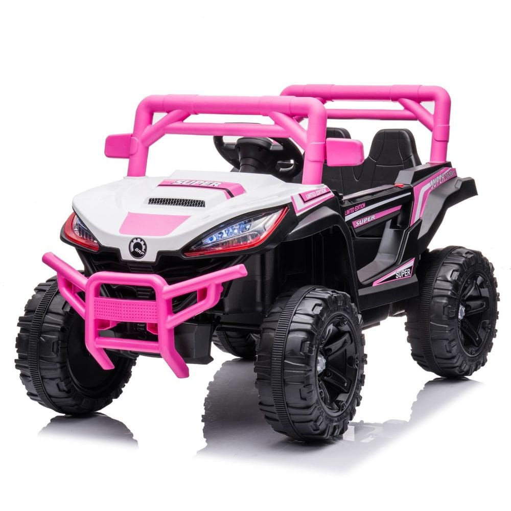 Carro Elétrico Bug Utv 12V Infantil Quadriciclo Controle Bluetooth Usb Rosa Brinqway Bw-278 Som Luz