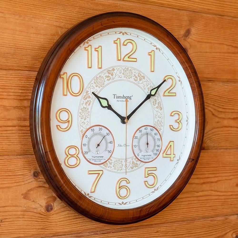 Relógio Decorativo De Parede Com Termômetro Higrômetro 46cm