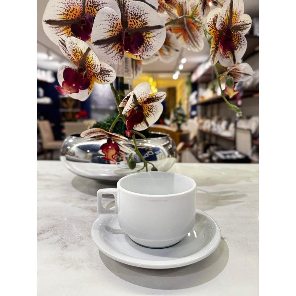 Xicara Protel Cha Branca  Alça Quadrada 200Ml Schmidt