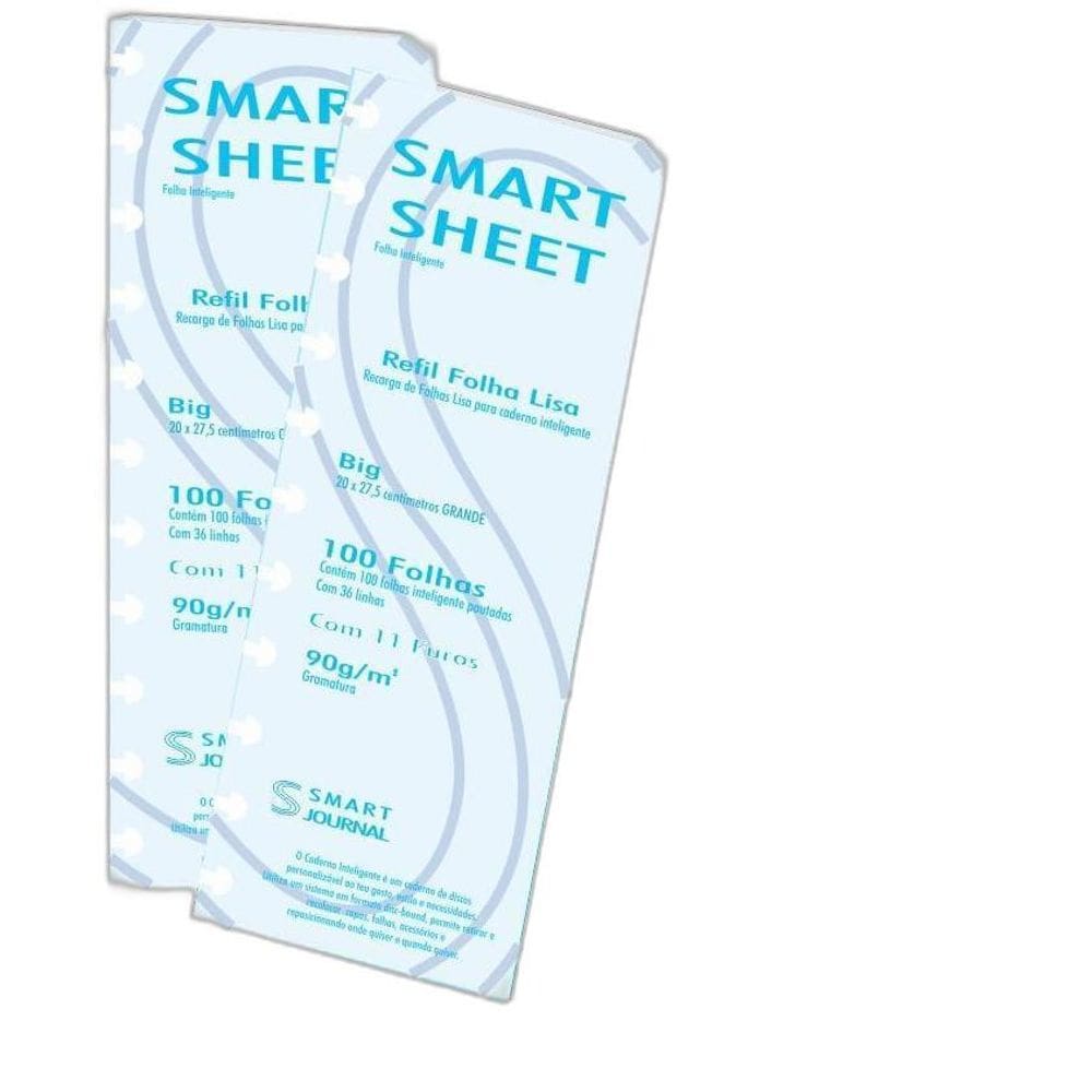 Kit 2 Refil Caderno Inteligente 90G 100 Folhas Liso Grande