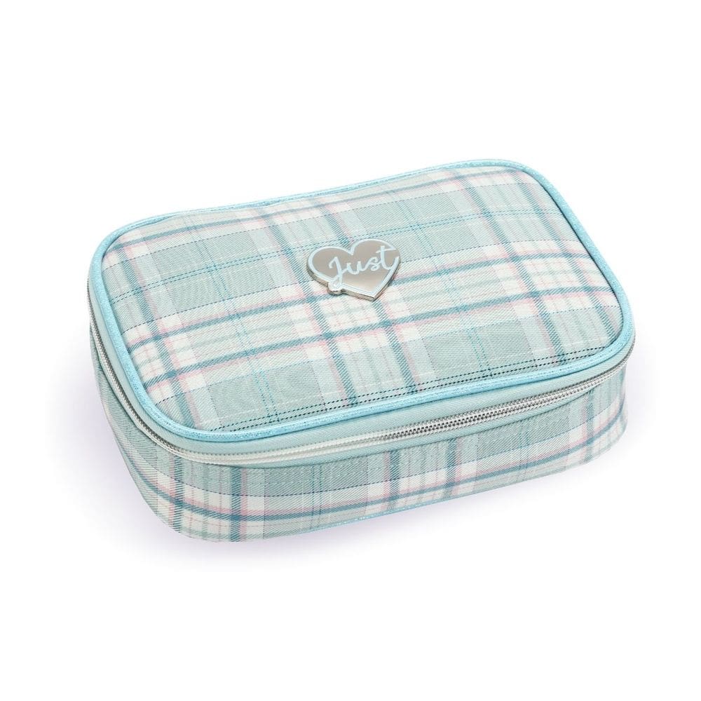 Estojo Escolar Grande Xadrez Divisória Volta as Aulas Kawaii Box Lápis Caneta Colorido Pastel Fofo