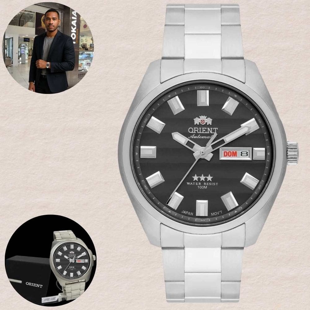 Relógio Orient Masculino Automático Prata 3 Estrelas 469SS076NH G1SX