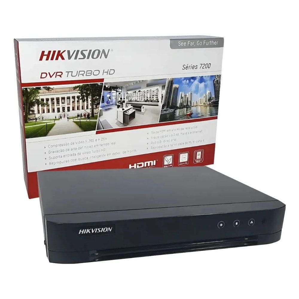 Gravador DVR Hikvision Stand Alone 4 Canais AcuSense iDS-7204HGHI-M1 IA 1080p Lite H.265+