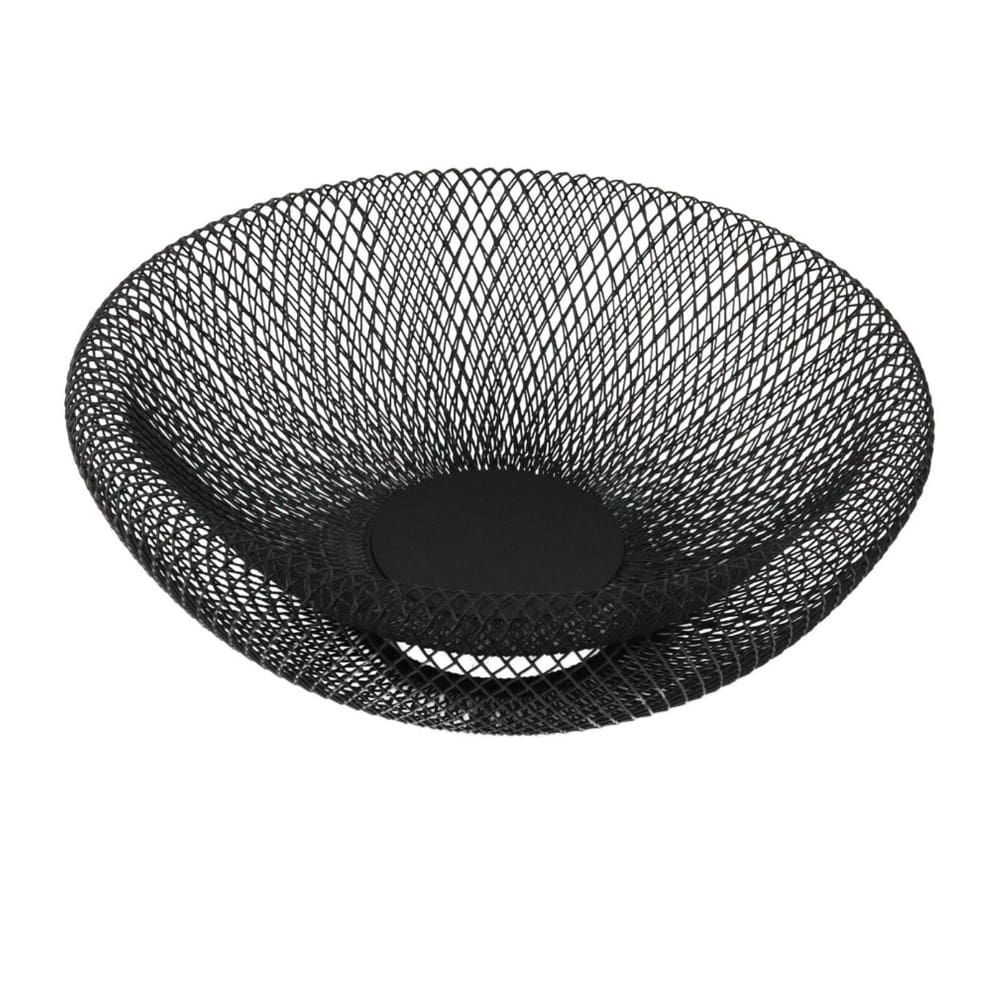 Fruteira de Mesa Cozinha Cesto Aramada Multiuso Organizador Frutas Redonda Luxo Preto Metal